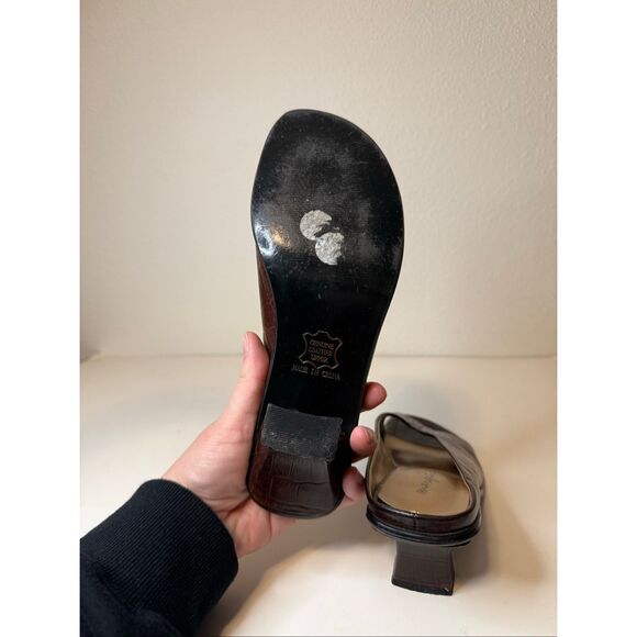 Vintage 90s Y2K Marquise Brown Pepper Slip On Mule Heels Size 8 - Picture 8 of 10